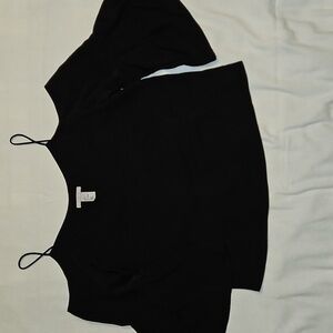 H&M Black Asymmetrical Ruffled Coldshoulder  Top